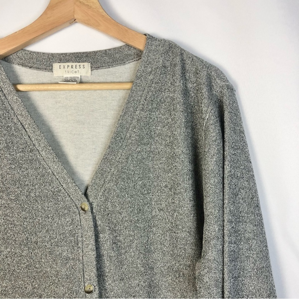 Express Y2k Medium Gray Button Down Cardigan Swea… - image 3